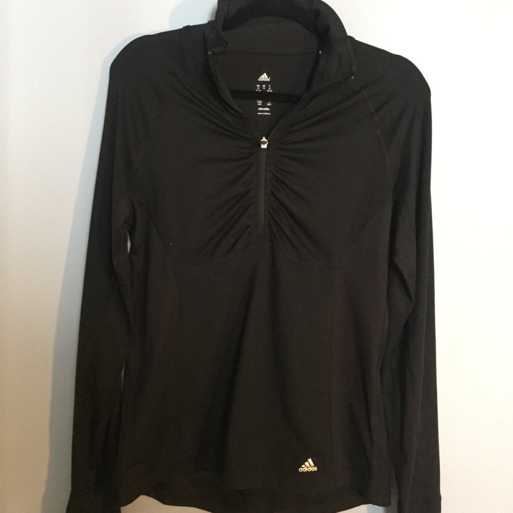 Adidas Black ruched half zip jacket/pullover